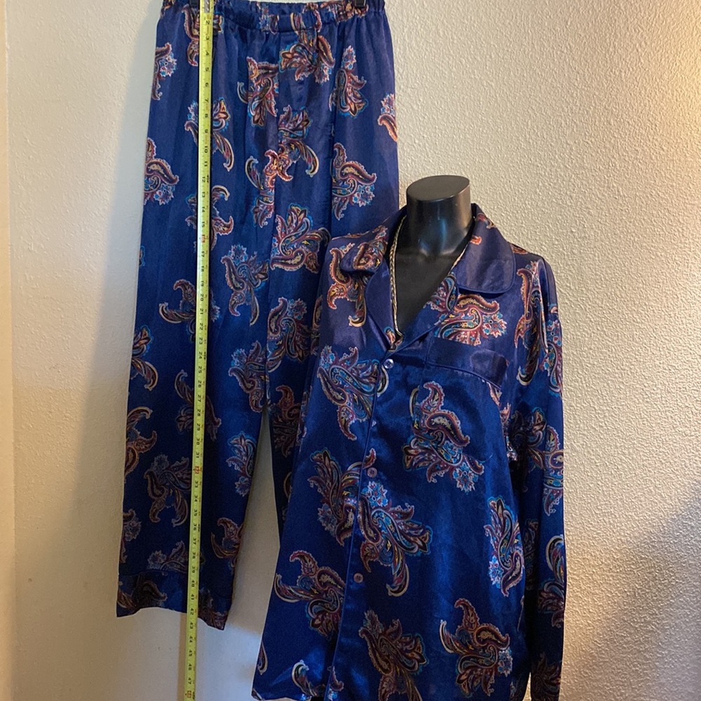 London Navy Blue Beautiful Paisley Design Pajamas Pants Set - Picture 5 of 15